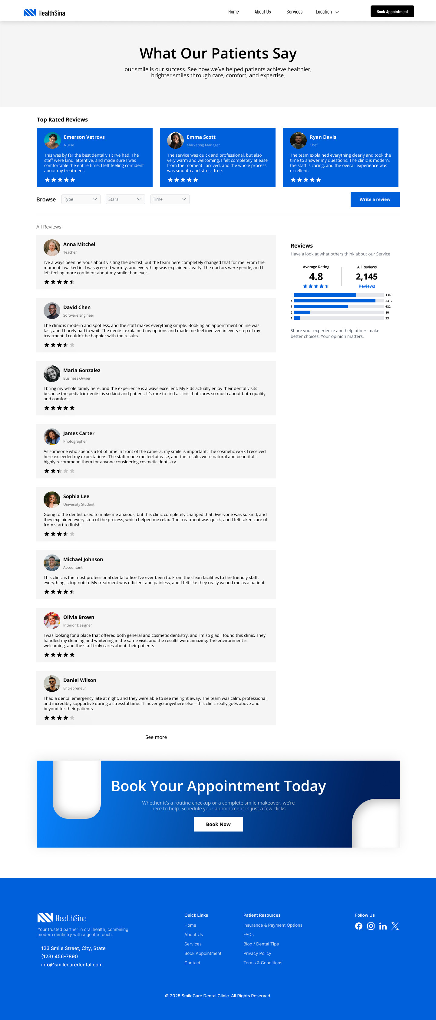 Reviews Page