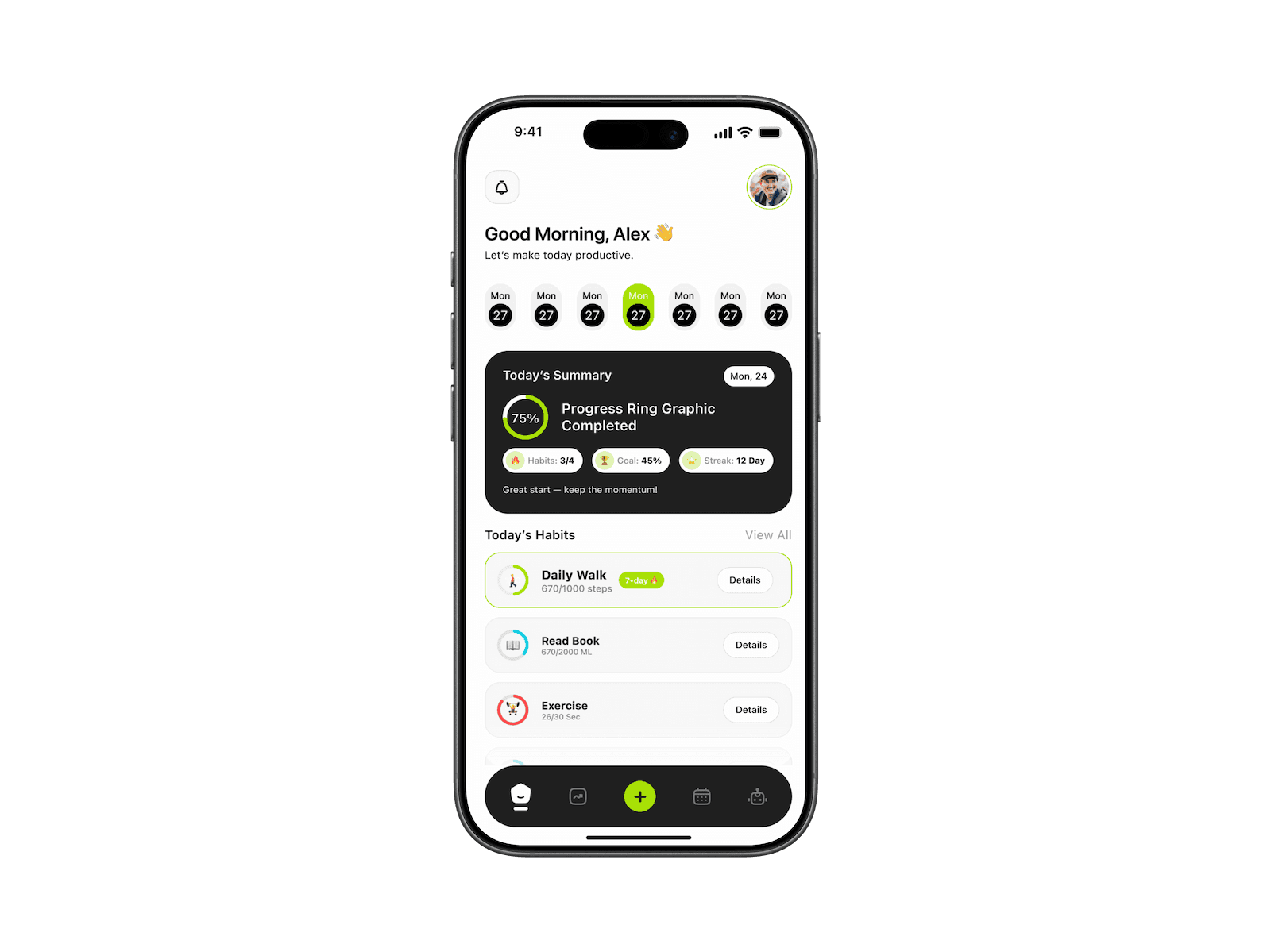 DailyLoop home screen prototype