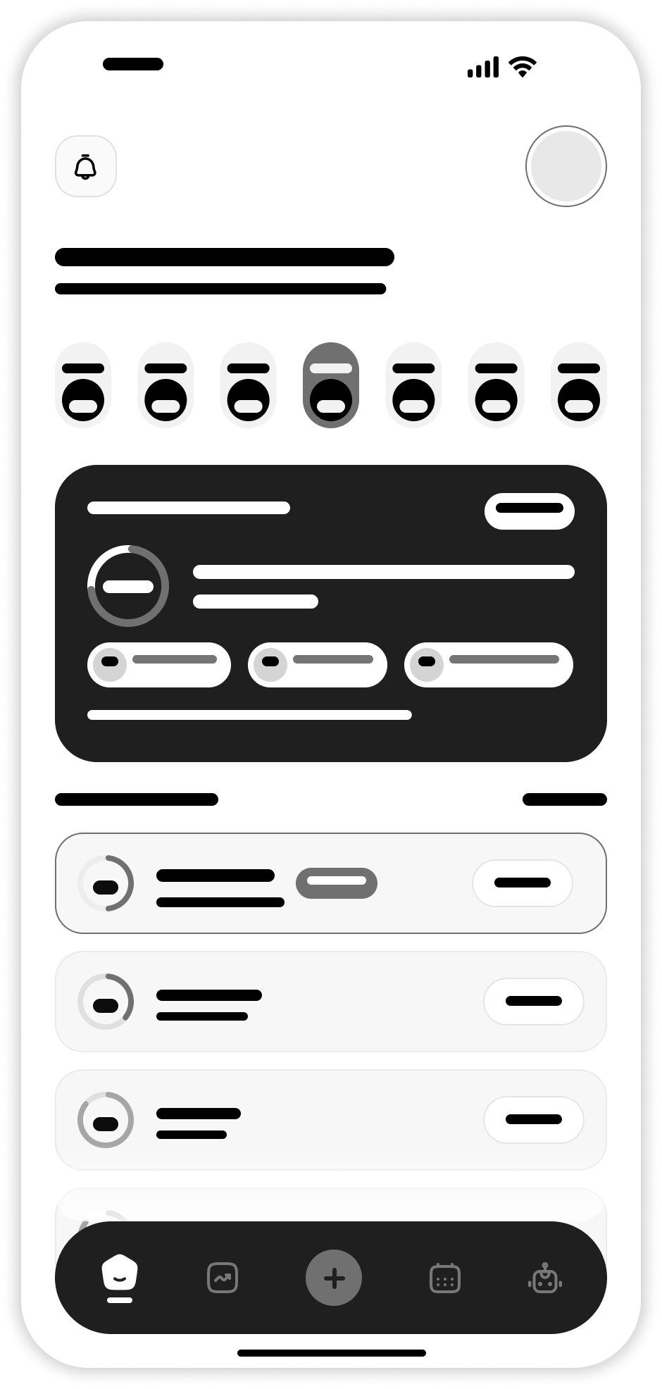 Home Dashboard Wireframe