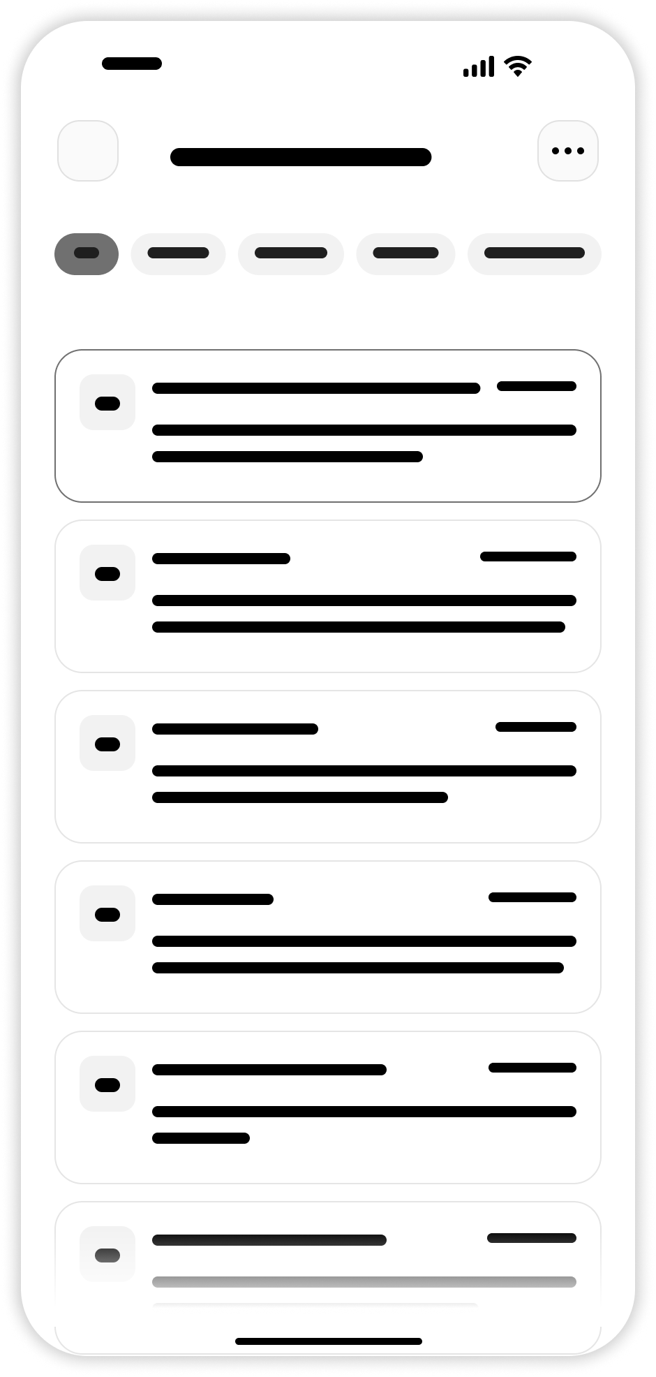 Notifications Page Wireframe